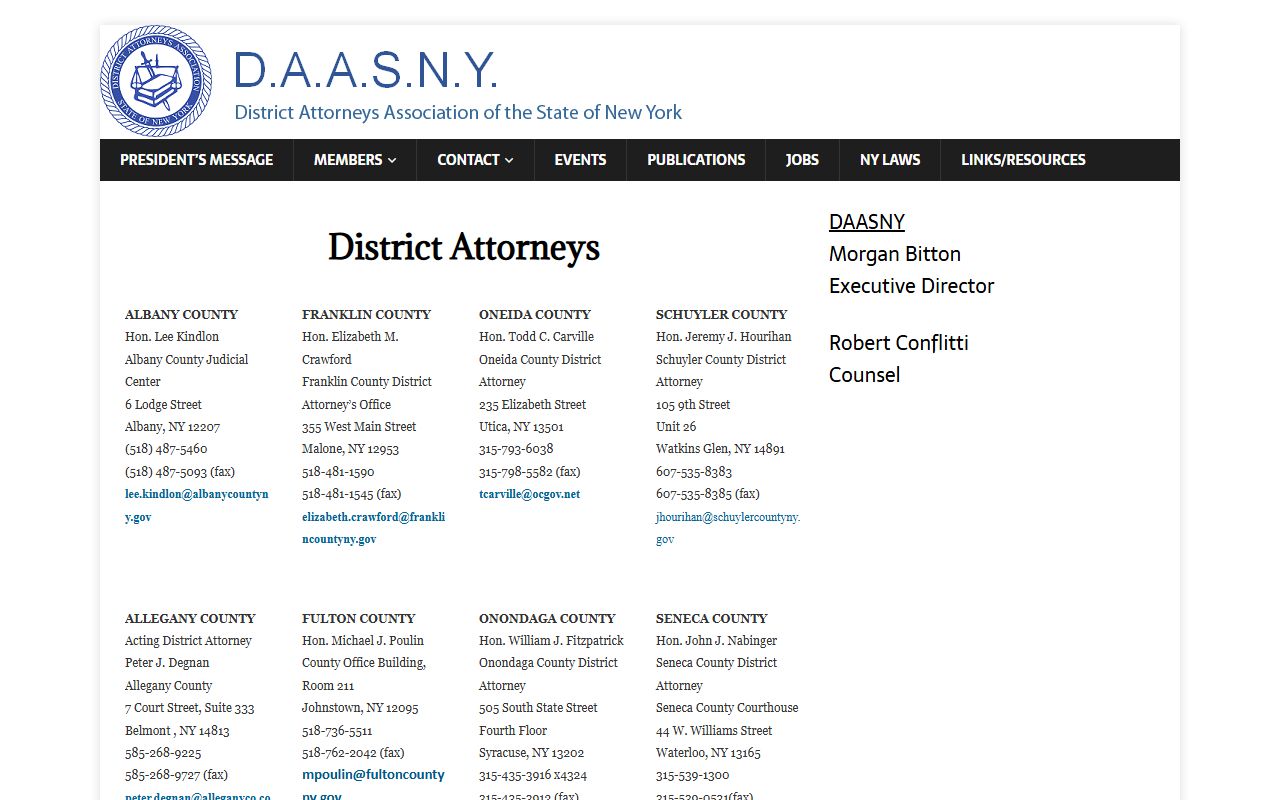 DAASNY directory entry for the Columbia County District Attorney
