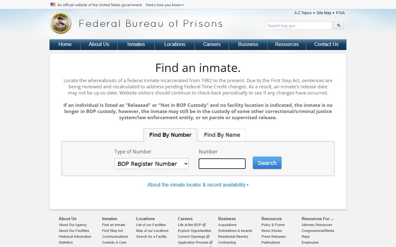 Columbia County jail mugshots federal BOP inmate locator distinction